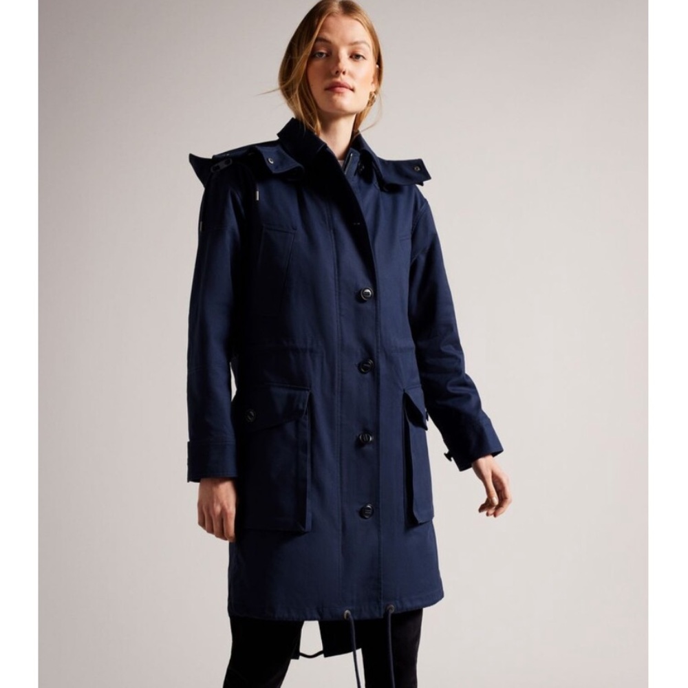 NWT:  Navy Ted Baker London Oversized Military Parka, Size 8
